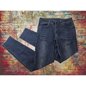 CCN Men's 34x32 Tailored Athlete Slim Leg Skinny Denim Dark Blue Jeans Pants EUC